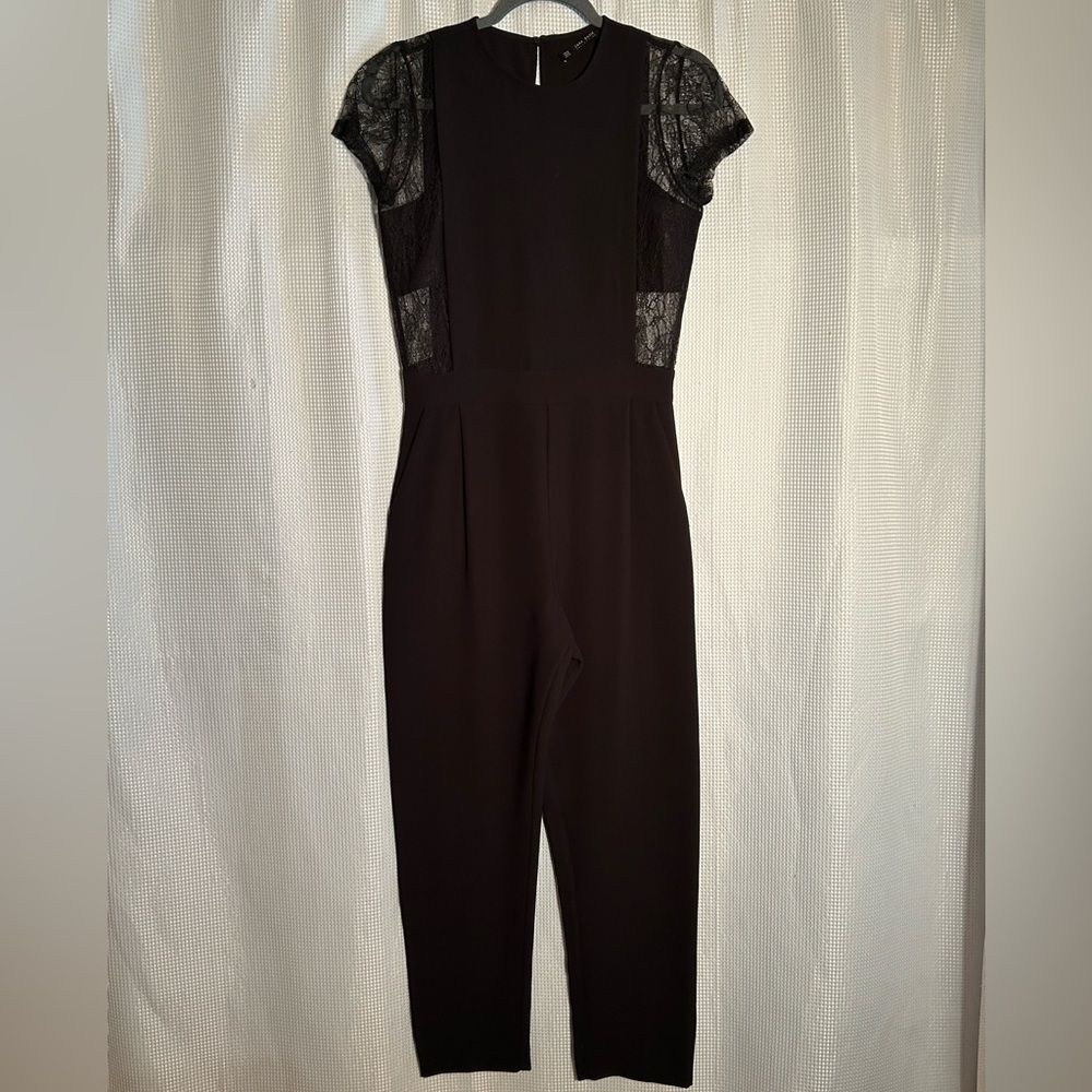 Zara Black Jumpsuit with Sheer Lace Detail
